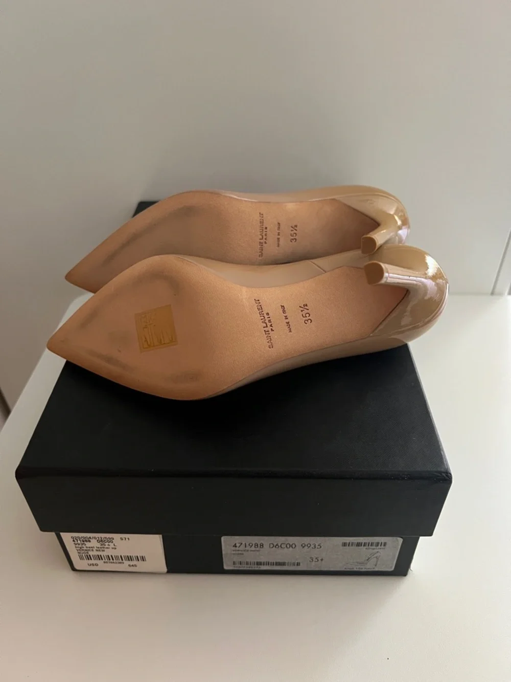 Saint Laurent Patent Leather Pointed-Toe Pumps in Nude - Picture 4 of 6
